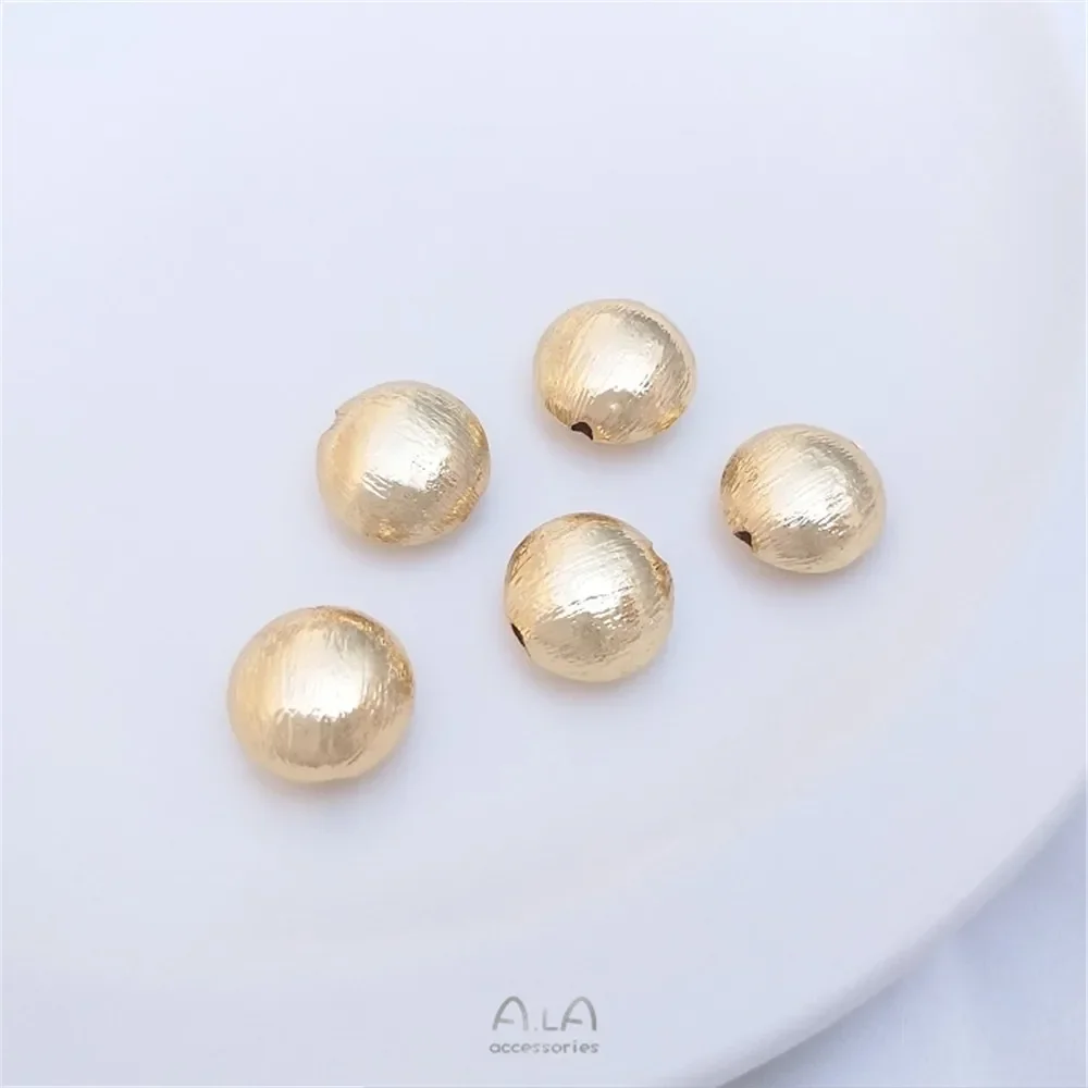 

14K gold wire drawing square bead flat round steamed bread bead oval separated bead diy chain jewelry with bead material