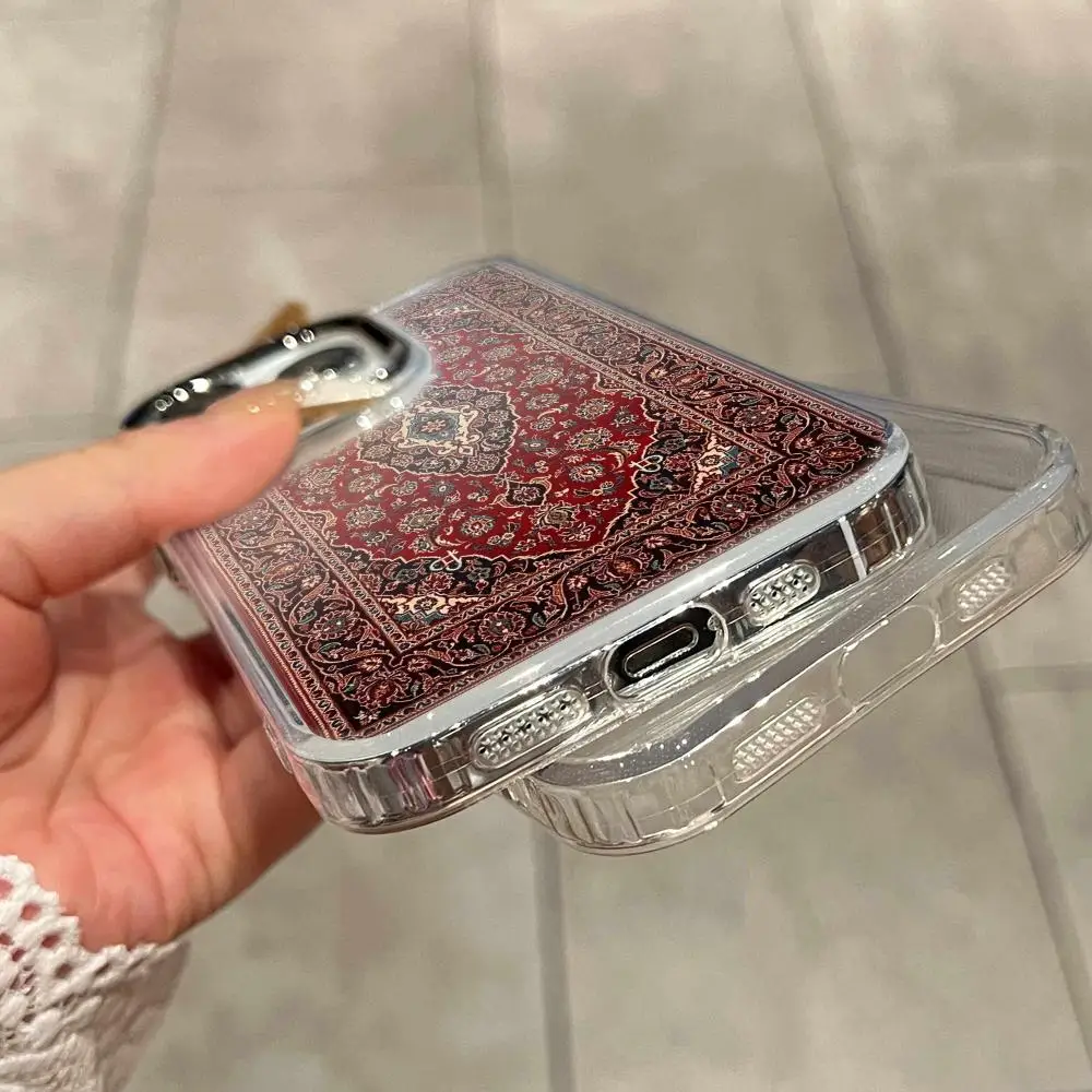 Persian Carpet Style Popular Transparent Phone Case For iPhone 17 Air 16 15 14 13 12 11 Pro Max X XR XS 16 Plus Anti Black Soft - view 5