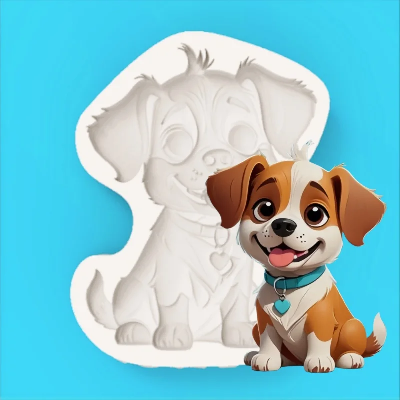 Pet Collar Silicone Mold for Small Dogs, Heart Tag Detail Design, Home Baking Decoration Dessert Chocolate Making Mold
