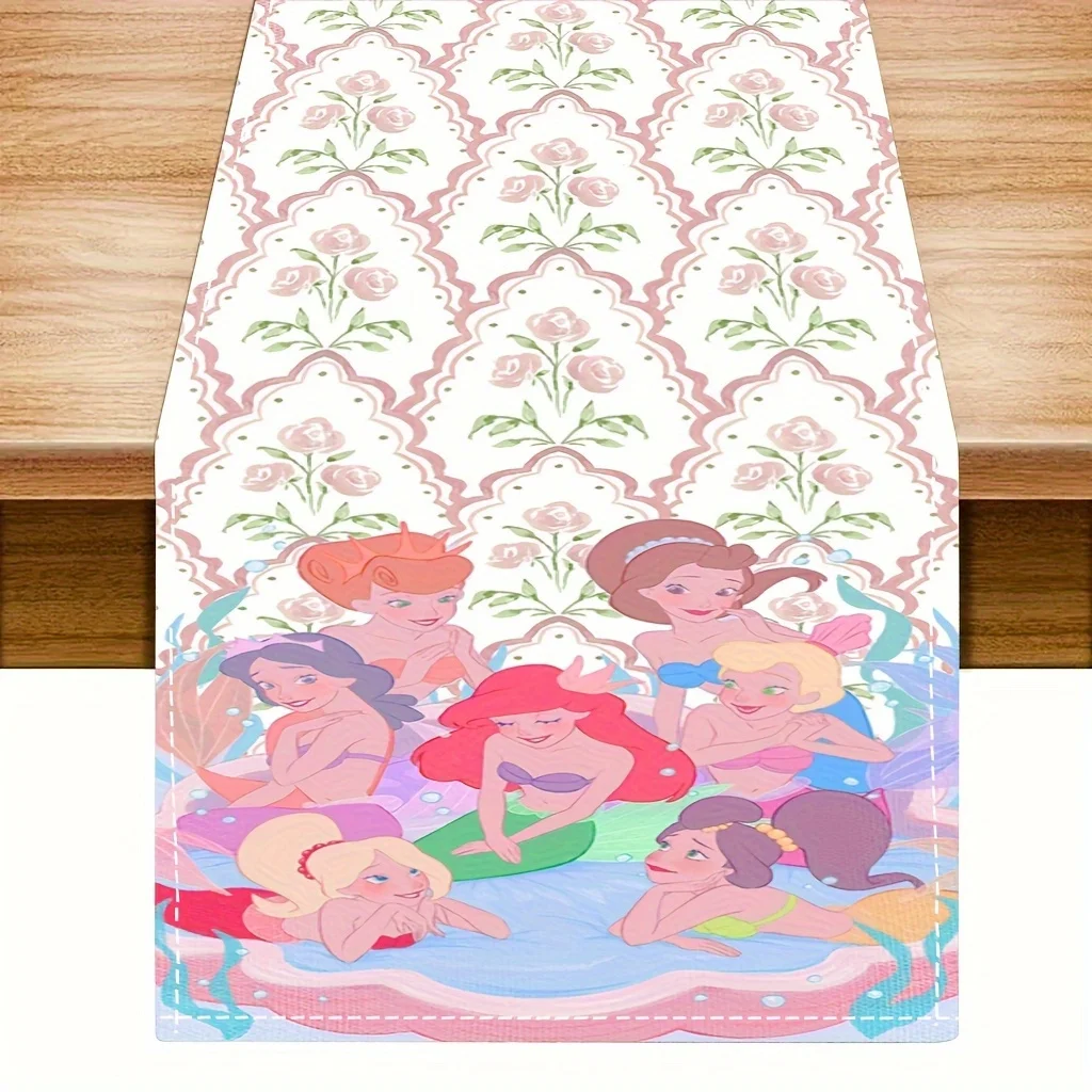 

1 Piece of Disney Official Party Table Runner, Classic Cartoon Princess Printed Table Runner, Suitable for Kitchen and Restaurant Decoration