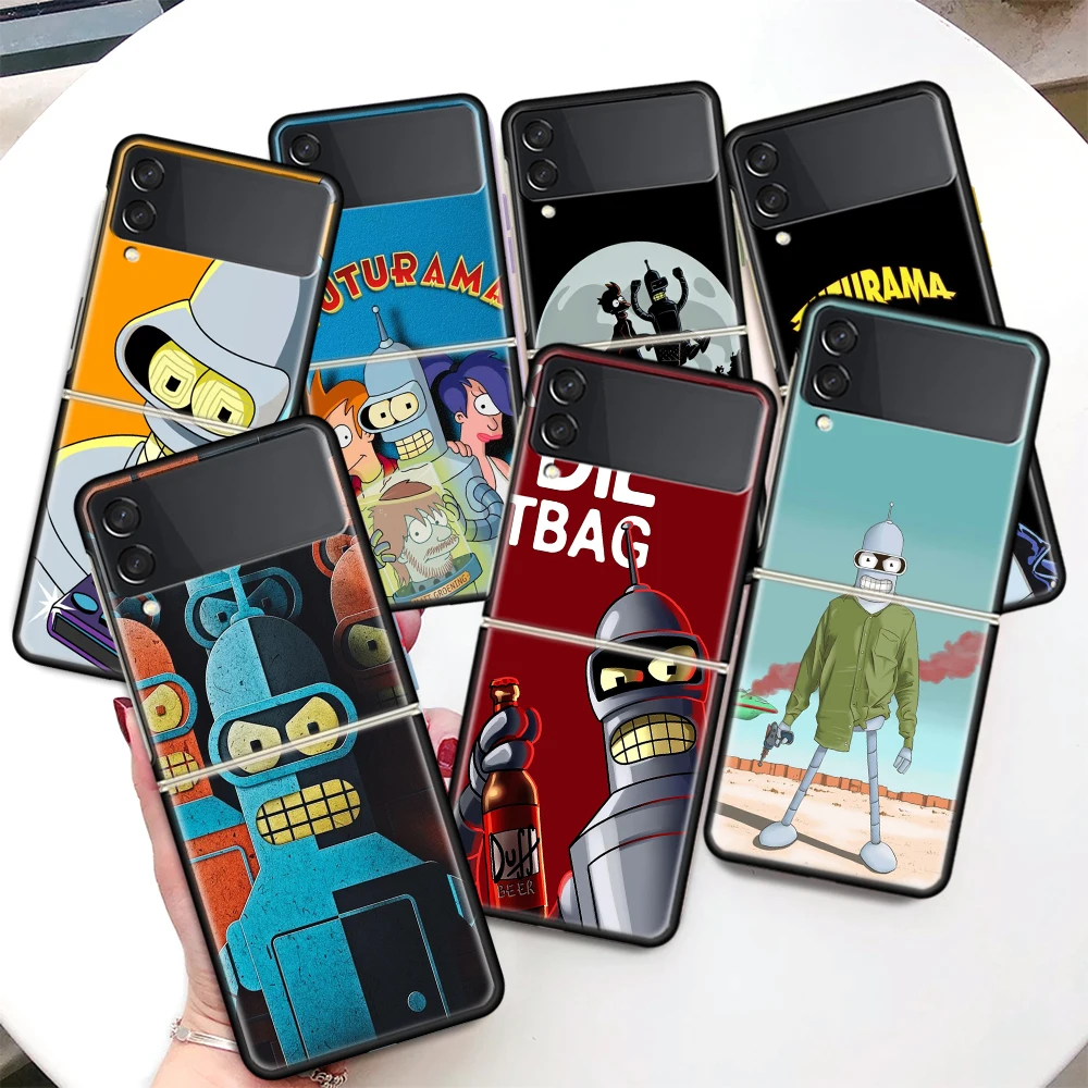 Cartoon F-Futuramas Hard PC Clear Phone Case Cover for Samsung Galaxy Z Flip 5 4 3 5G Flip3 Flip4 Flip5 Customized Fundas