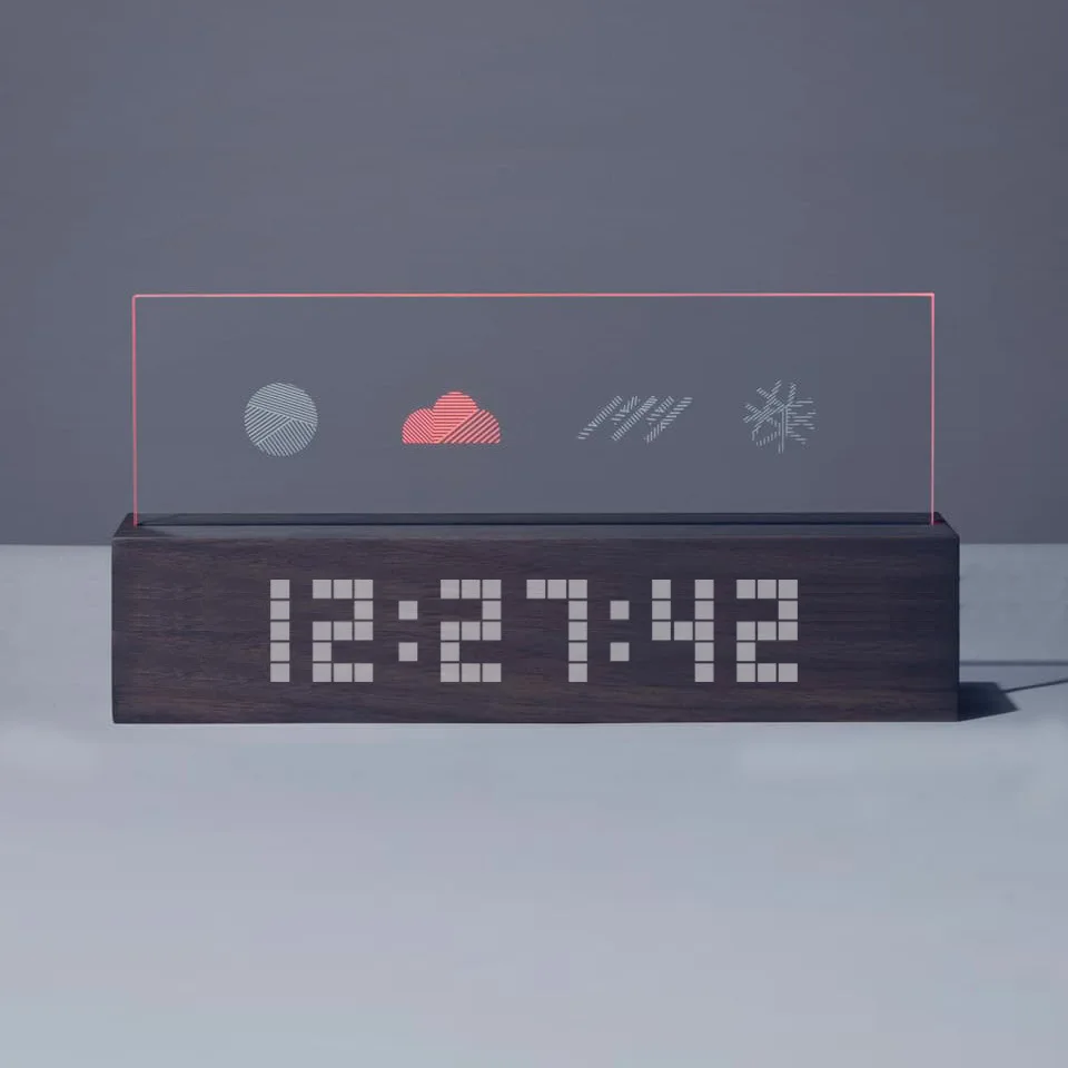 Solid Wood Multifunctional Indoor And Outdoor Temperature And Humidity Weather Forecast Clock DIY Design Weather Pattern