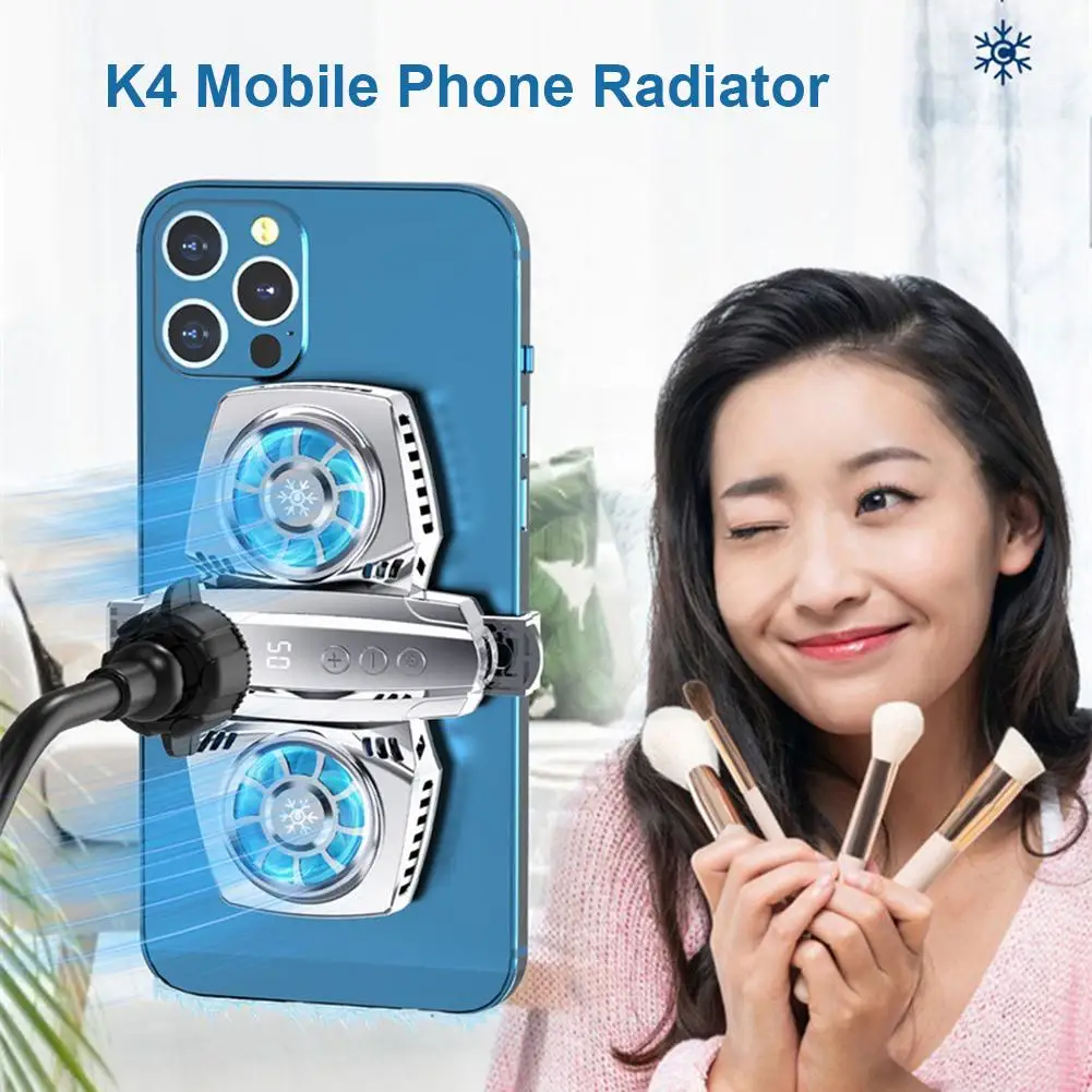 Mobile Phone Cooler Radiator Semiconductor Dual Cooling Temperature Display Fan Radiator Compatible For IOS Android