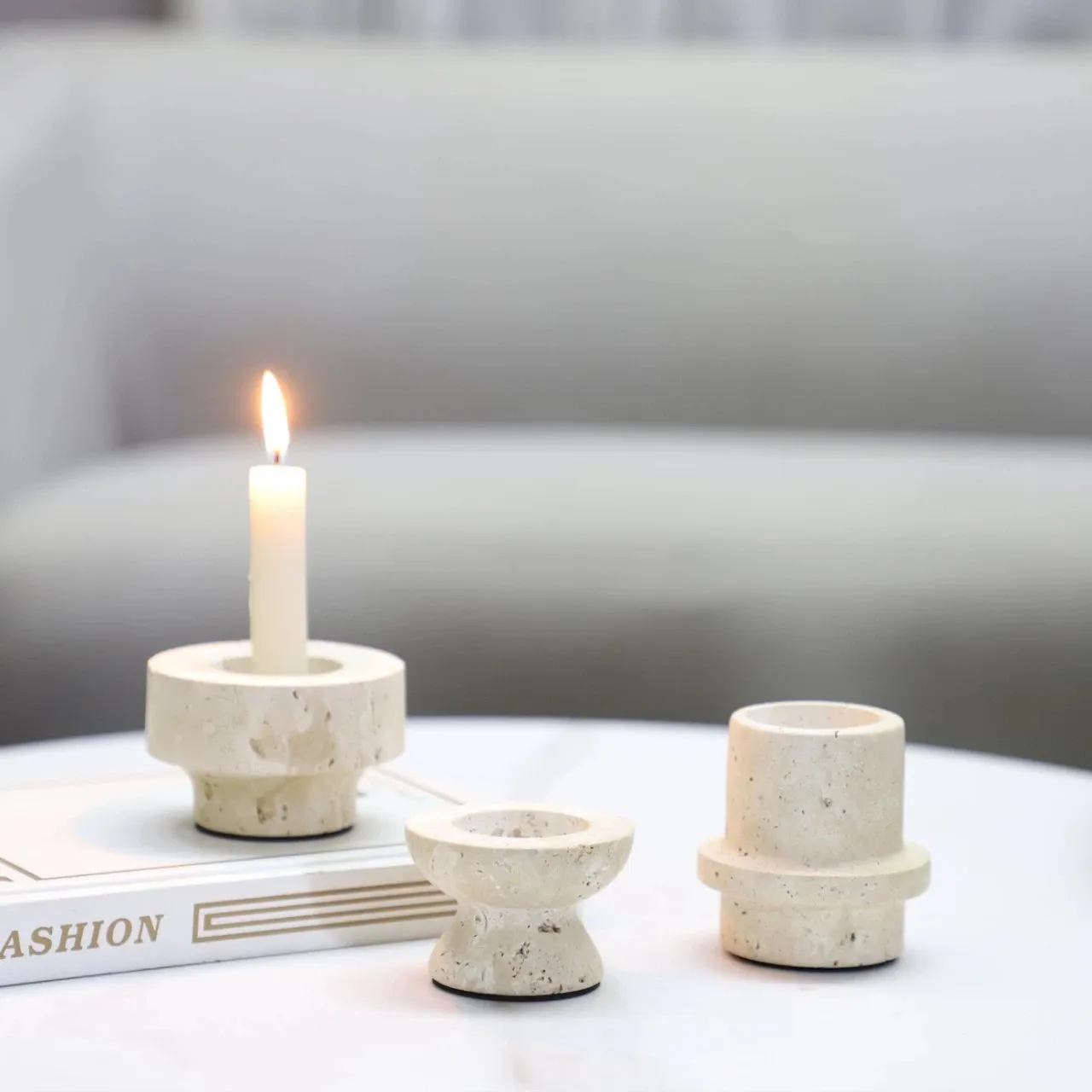 

Натуральный желтый каменный подсвечник в европейском стиле для отелей и ресторанов, высококлассный художественный декор, миниатюрный декоративный элемент