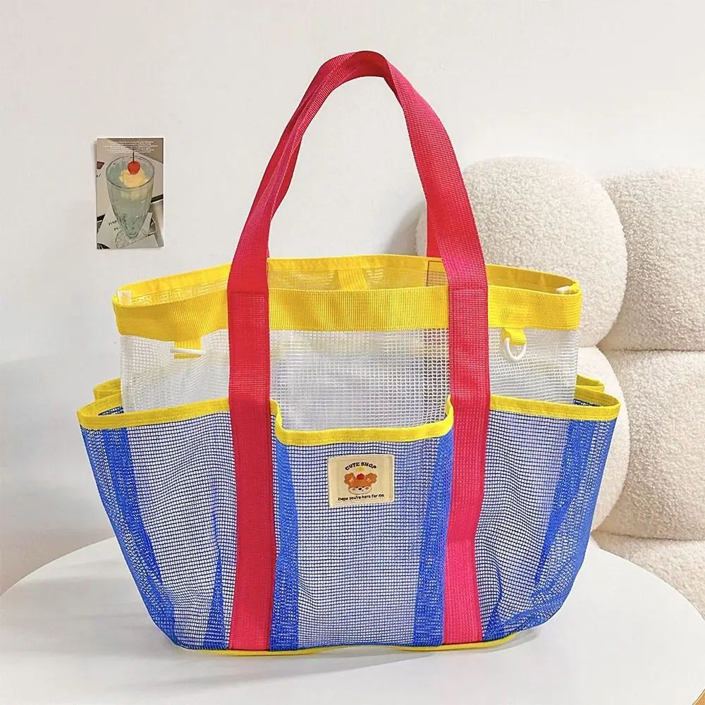 Robuste Mesh-Tragetasche mit mehreren Taschen, großes Fassungsvermögen, tragbare Schwimmtasche, tragbare Strandtasche für den Sommer – Detail 6