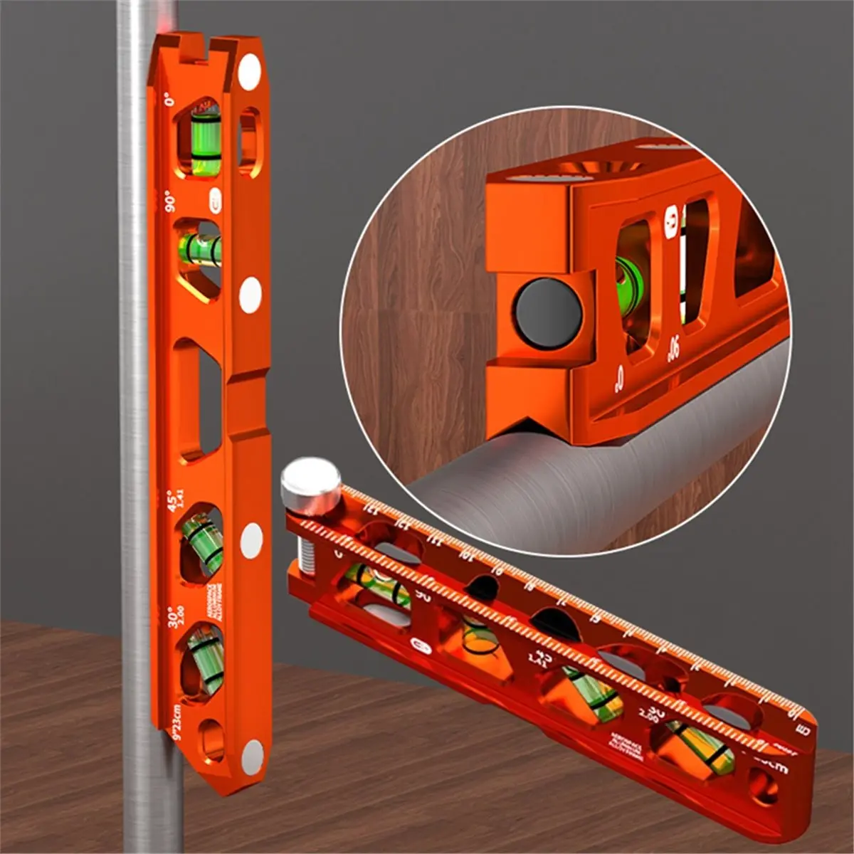 L63A 1Pc Mini High- Scale Level Ruler, Magnetic Pipeline Leveling & Measuring Tool 6inch