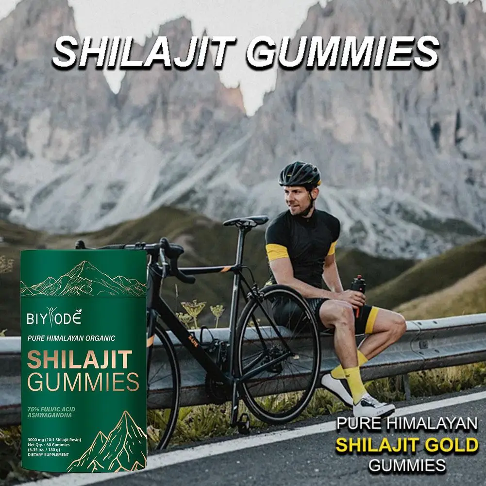 BIYODE 3000mg Shilajit Amino Acid 100% Natural Mineral Pure Himalayan Shilajit Gold Gummies Men Maintain Energy Stay Active