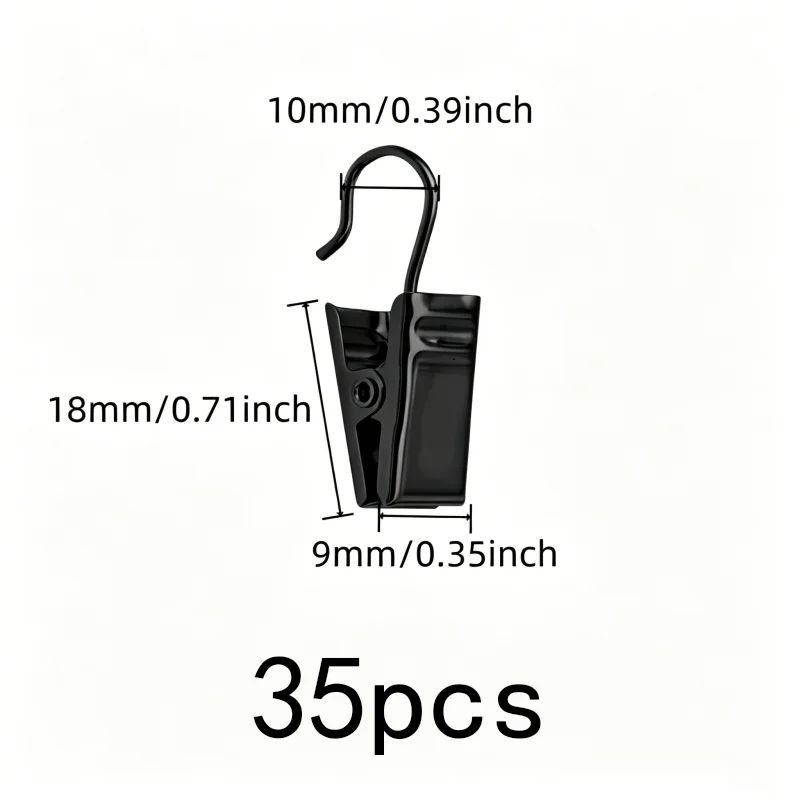 Easy Slide On Rod Window Treatment Hooks 35 pcs, perfect for Bathroom Shower Curtain, Rust Resistant Metal