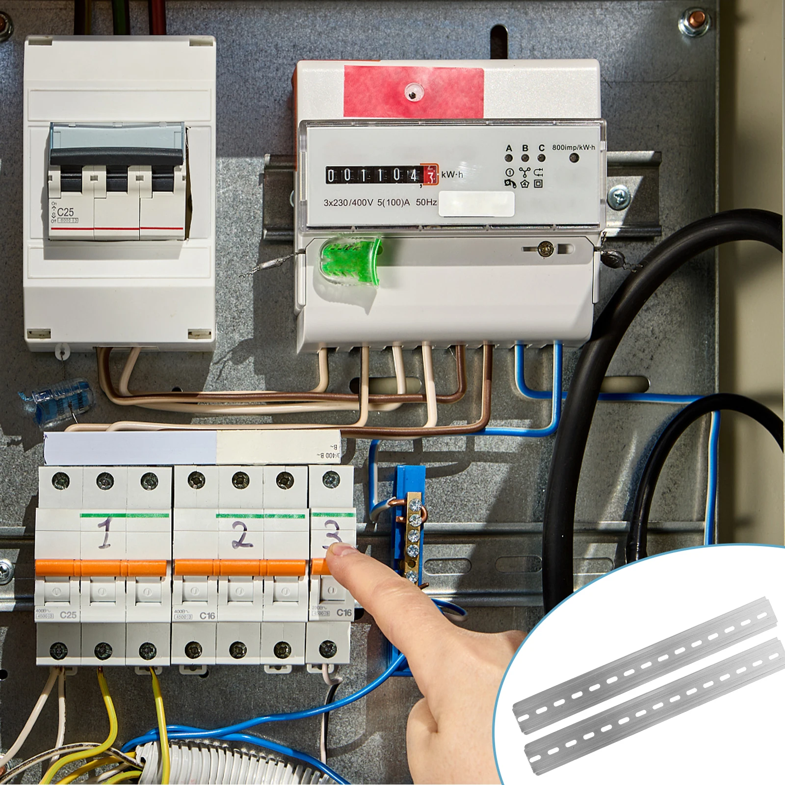 

3pcs Electrical 9.84 Inch 35mm 7.5mm Aluminum Slotted Din Industry Compatible Components