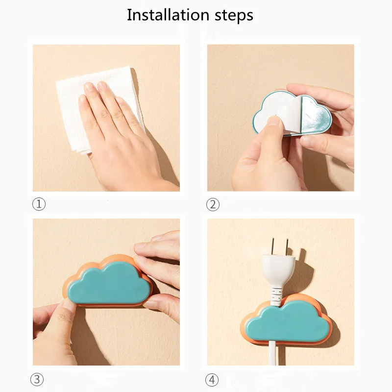 Cloud Shape No Punching Data Line Protectors Cable Organizer Usb Line Earphone Cable Organizer Multifunctional Hooks