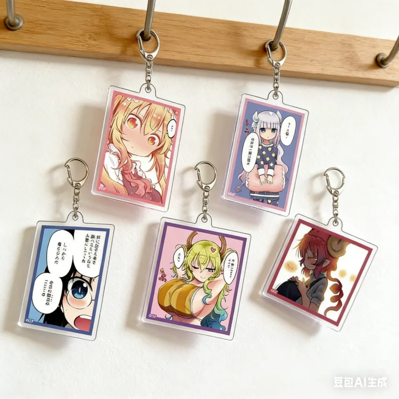 Anime Miss Kobayashi's Dragon Maid Miss Tohru Kanna Cartoon 6CM Acrylic Pendant Keychains Dragon Desk Decoration
