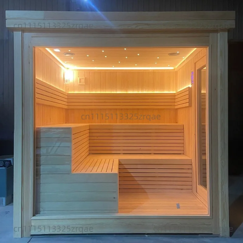 Solid Wood Steam Room, Electric Sauna Room, Hemlock Red Cedar Health Cabin, Family Outdoor Seven Color Phototherapy Sauna Room