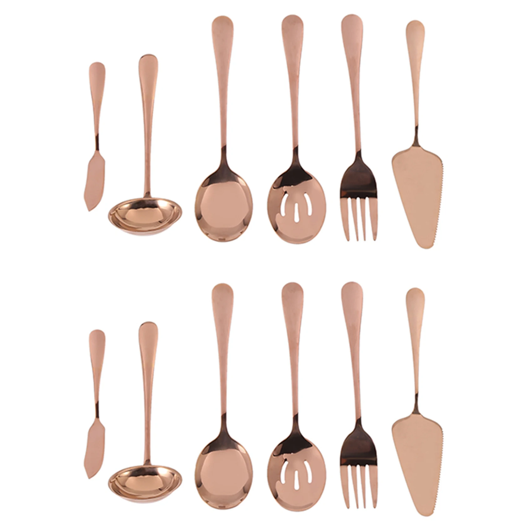 ABPQ-12-Piece Serving Flatware Silverware Set, Serving Utensil Set,Include Cake Server, Slotted Serving Spoon Rose Gold