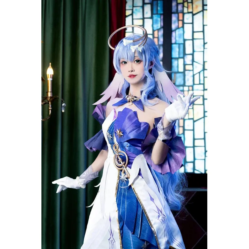 Disfraz de Robin de Anime para mujer, juego Honkai Star Rail AkuraSakura, vestido, peluca, tocado, pendientes, uniforme, fiesta de Carnaval, accesorios