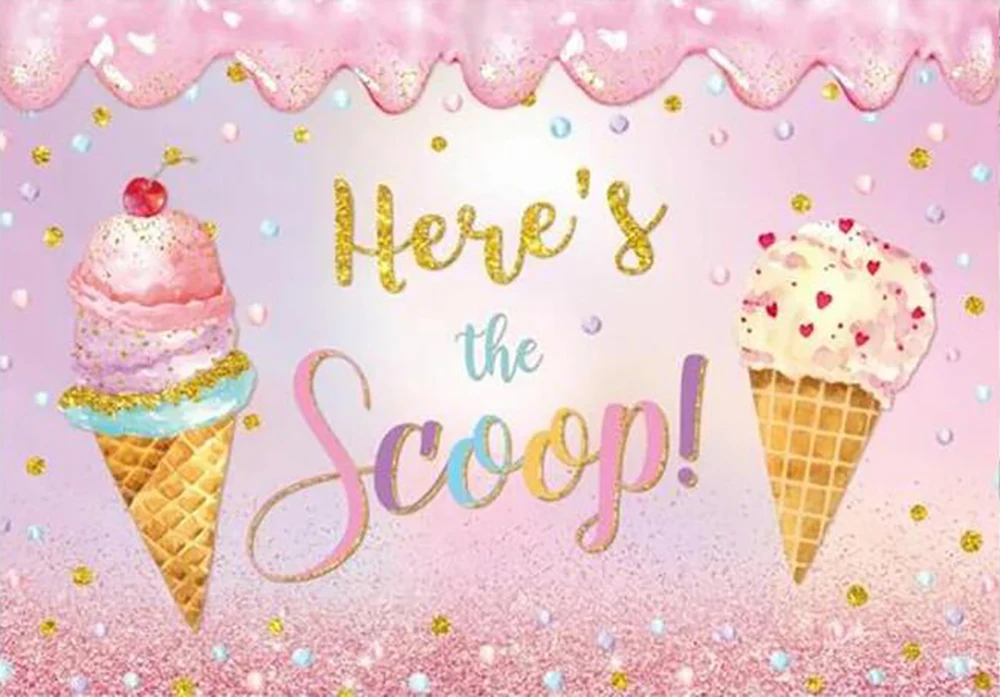 

Ice Cream Scoop Gender Reveal Sweet backdrops High quality computer print birthday Photography Studio Backgrounds