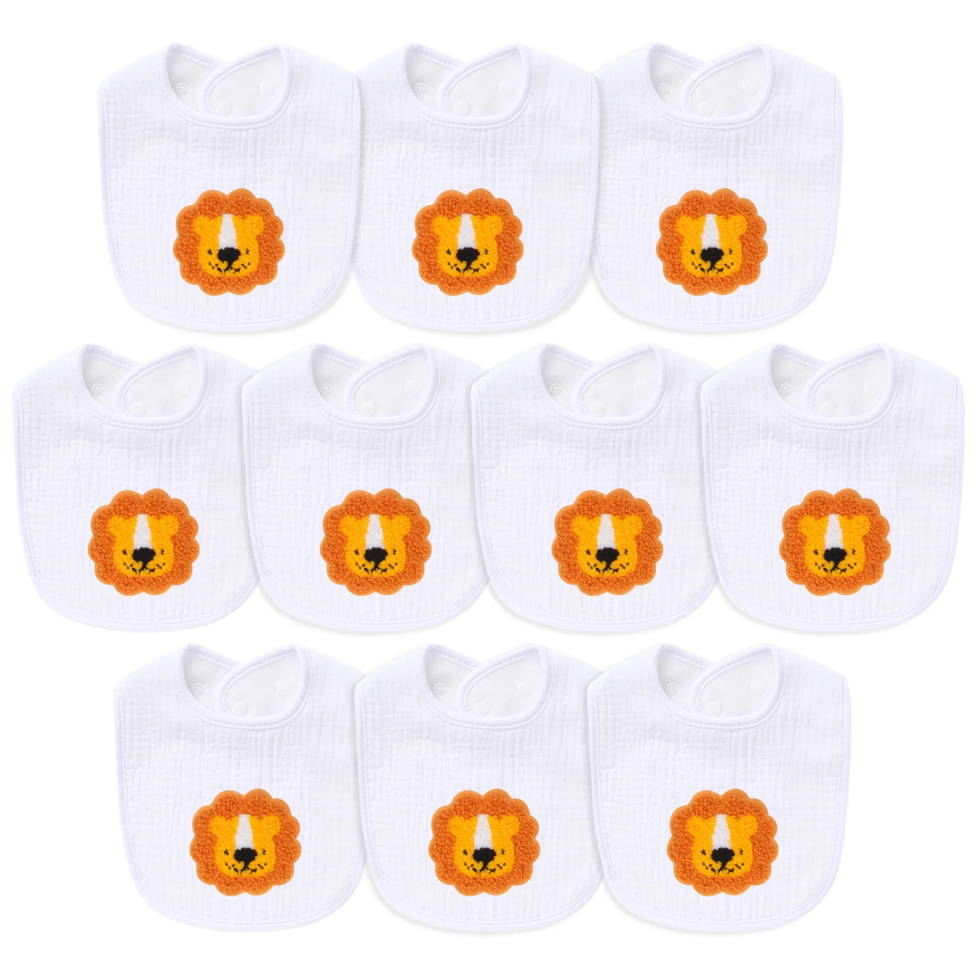 

10 Piece Soft Cotton Baby Bibs Comfortable Newborn Boys and Girls Bibs for Drooling, Teething, Feeding(Cute Lion)