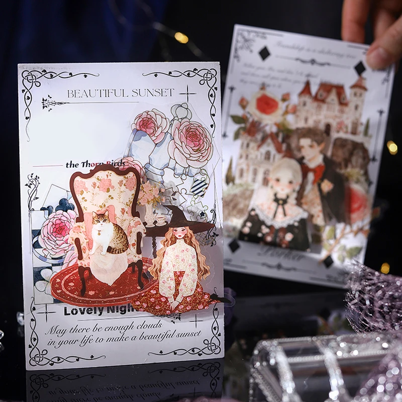 ملصقات 20 ورقة/حقيبة سوداء سحرية ساحرة ذات مناظر طبيعية خلابة كتيب القرطاسية DIY بها بنفسك اليدوية وسجل القصاصات مجلة الديكور #4