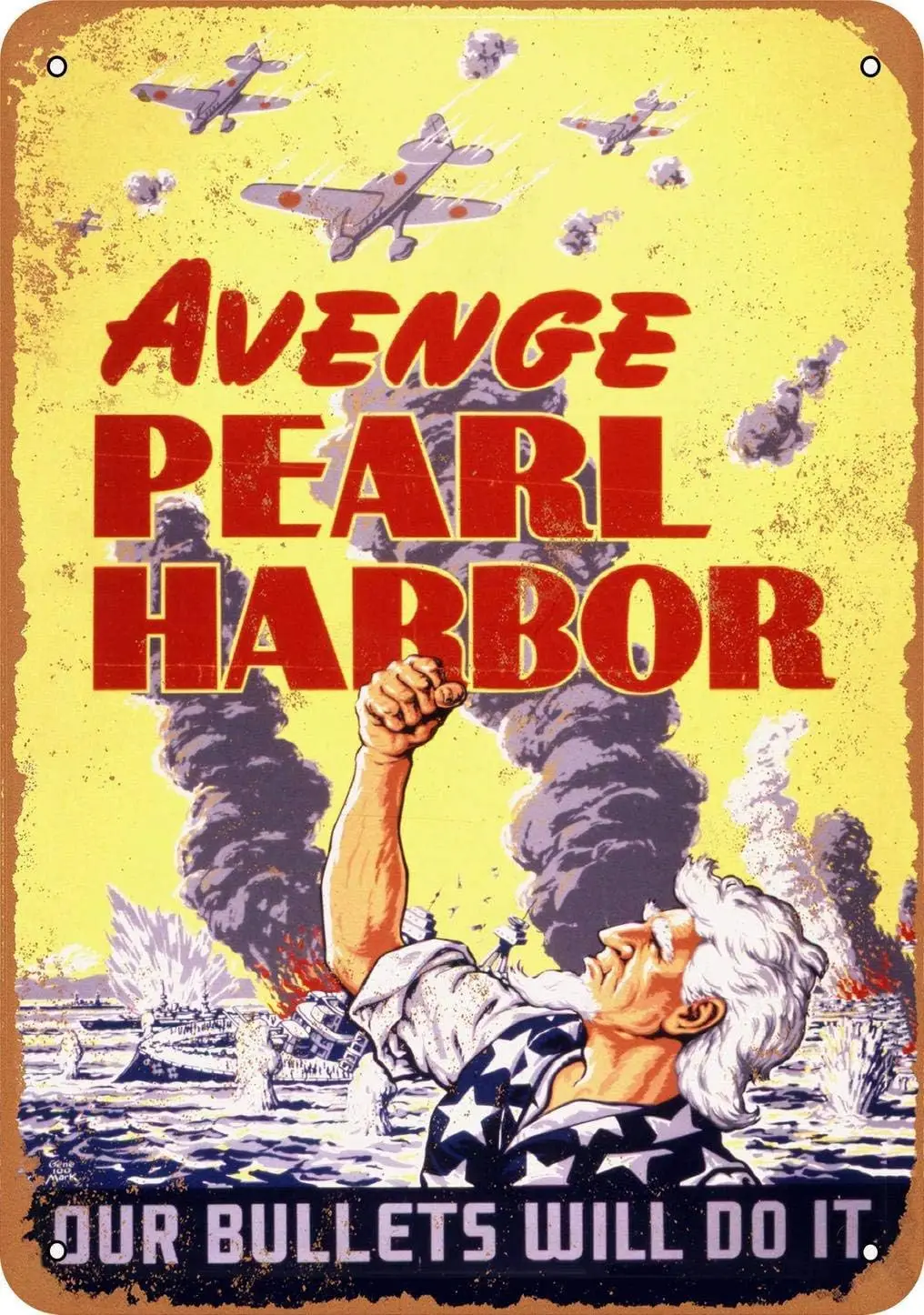 Metal Tin Sign Avenge Pearl Harbor Pub Outdoor Bar Retro Poster Home Kitchen Restaurant Wall Decor Signs 12x8inch