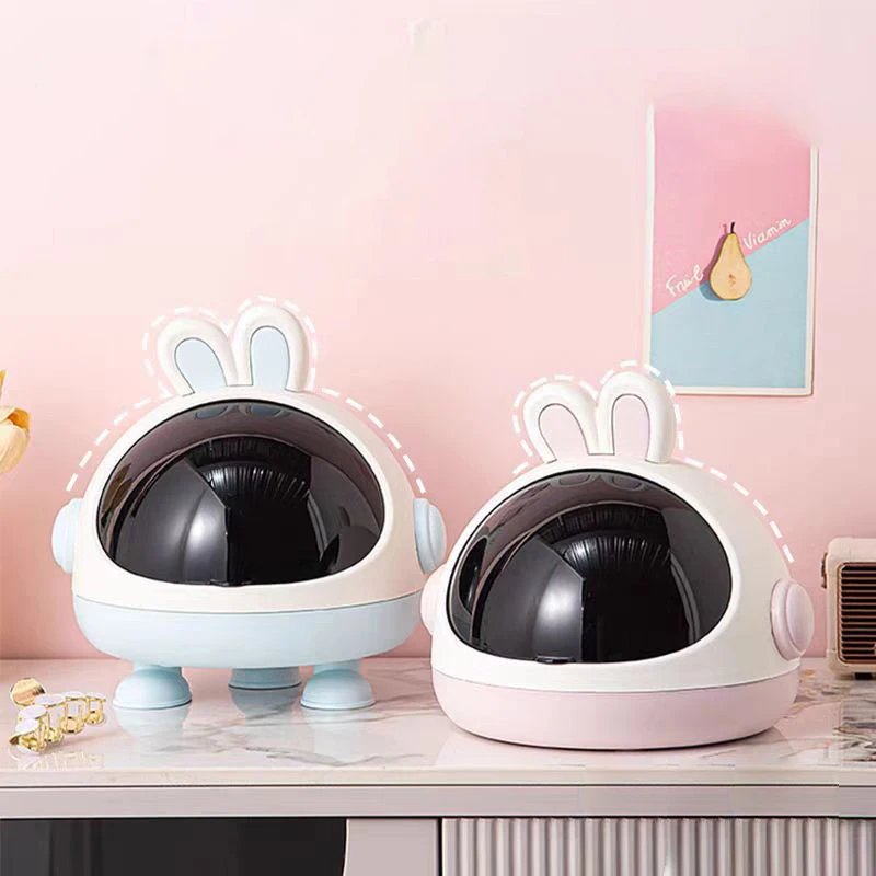 Desktop Rabbit Storage Box Desk Organizer Bin Cute Student Girls Hair Accessories Stationary Storage Kawaii Storage Rack