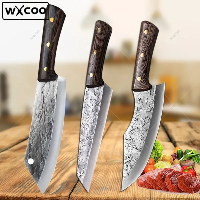 

Professional Forged Chef Knife Set 5Cr15Mov Stainless Steel Fish Filleting Knives Butcher Meat Slicing Cleaver Kitchen Knife