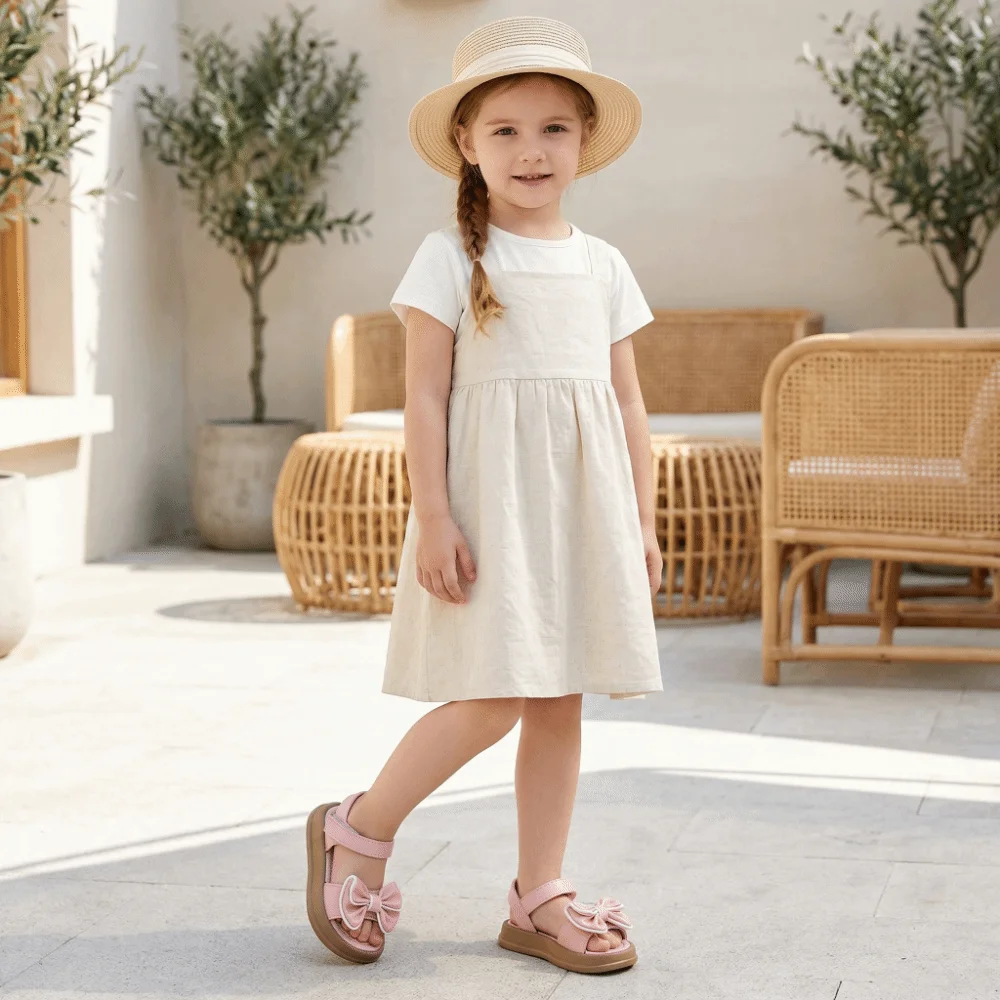 

Comfortable Girls Bow Sandals Breathable Versatile Style Children Beach Sandals Soft Bottom Multi Functional Princess Sandals