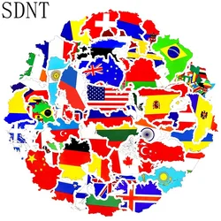 50 PCS National Flags Travel Stickers Toys Countries Map PVC Stickers for Children DIY Suitcase Laptop Car Skateboard Sticker