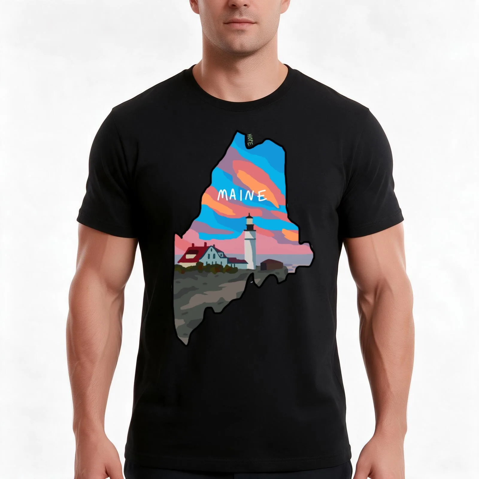 Portland Head Light - Maine T-Shirt Summer Casual Cotton Tee Oversized Streetwear Tops Vintage Graphic Print 100% Cotton