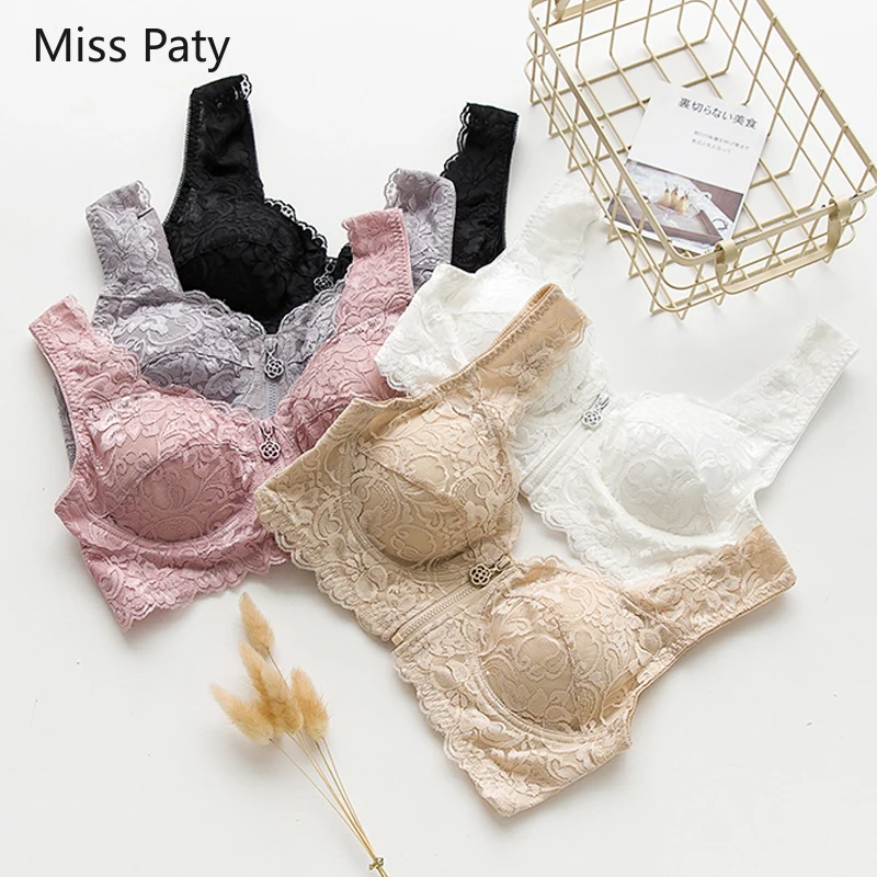 

НОВЫЙ сексуальный кружевной бюстгальтер пуш-ап с застежкой спереди, беспроводной хлопковый розовый комплект с бюстгальтером и трусиками, дышащие бюстгальтеры для женщин XXXL