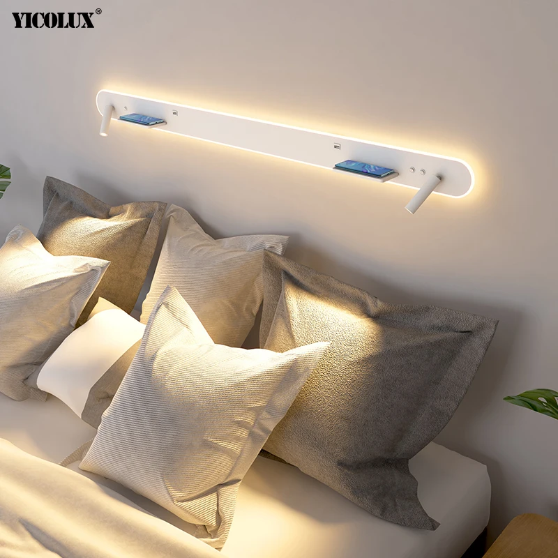 

USB Inductive Charging New Modern LED Wall Lamps With Spotlight Study Living Room Bedroom Bedside Aisle Lights Indoor Lighting