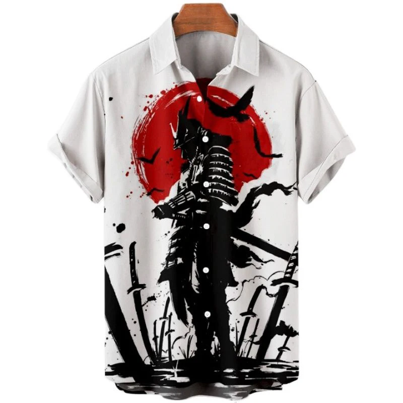 Summer Japanese Samurai 3D Printed Hawaiian Beach Shirts Men Women Casual Fashion Streetwear Short Sleeve Shirt Man Tops Blouse