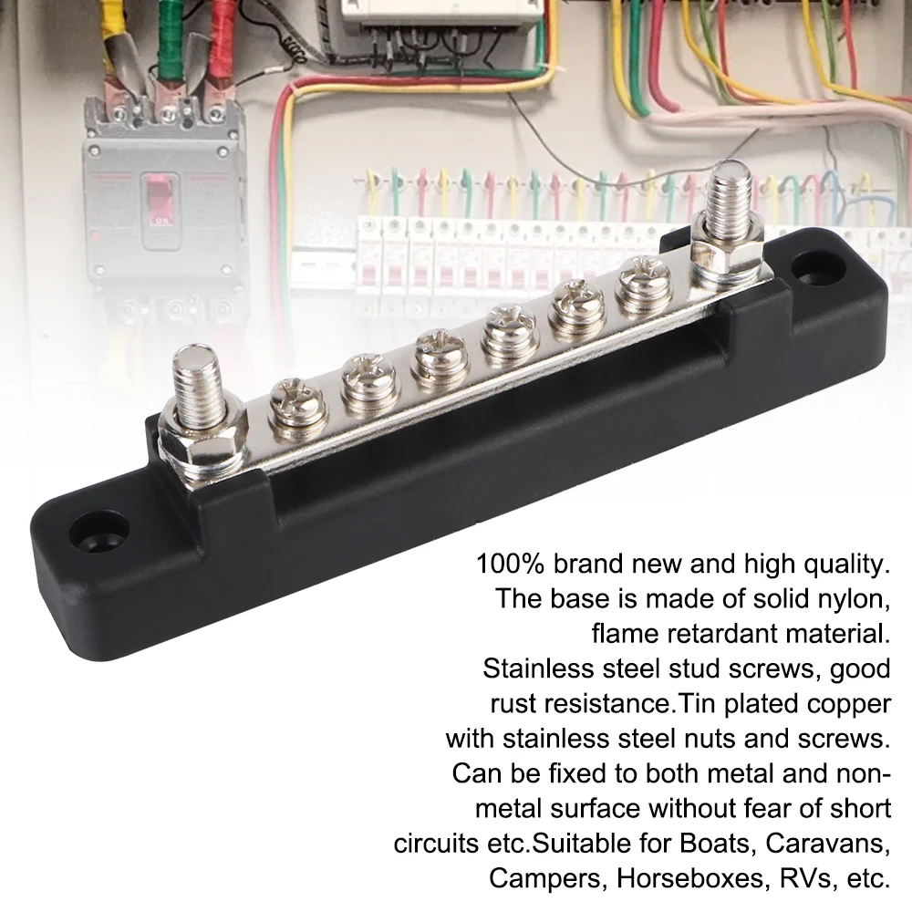 Electro Junction Power Distribution Block 6 Ways Universal For Boat Truck RV Caravan Car Circuit Busbar Plug Bus Bar 48V 150A DC