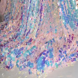 Sequin Mesh Fabric Net With Laser Shiny DIY Bling Material Gradient Wedding Dress Backdrop Glitter Craft Wedding Shiny Material