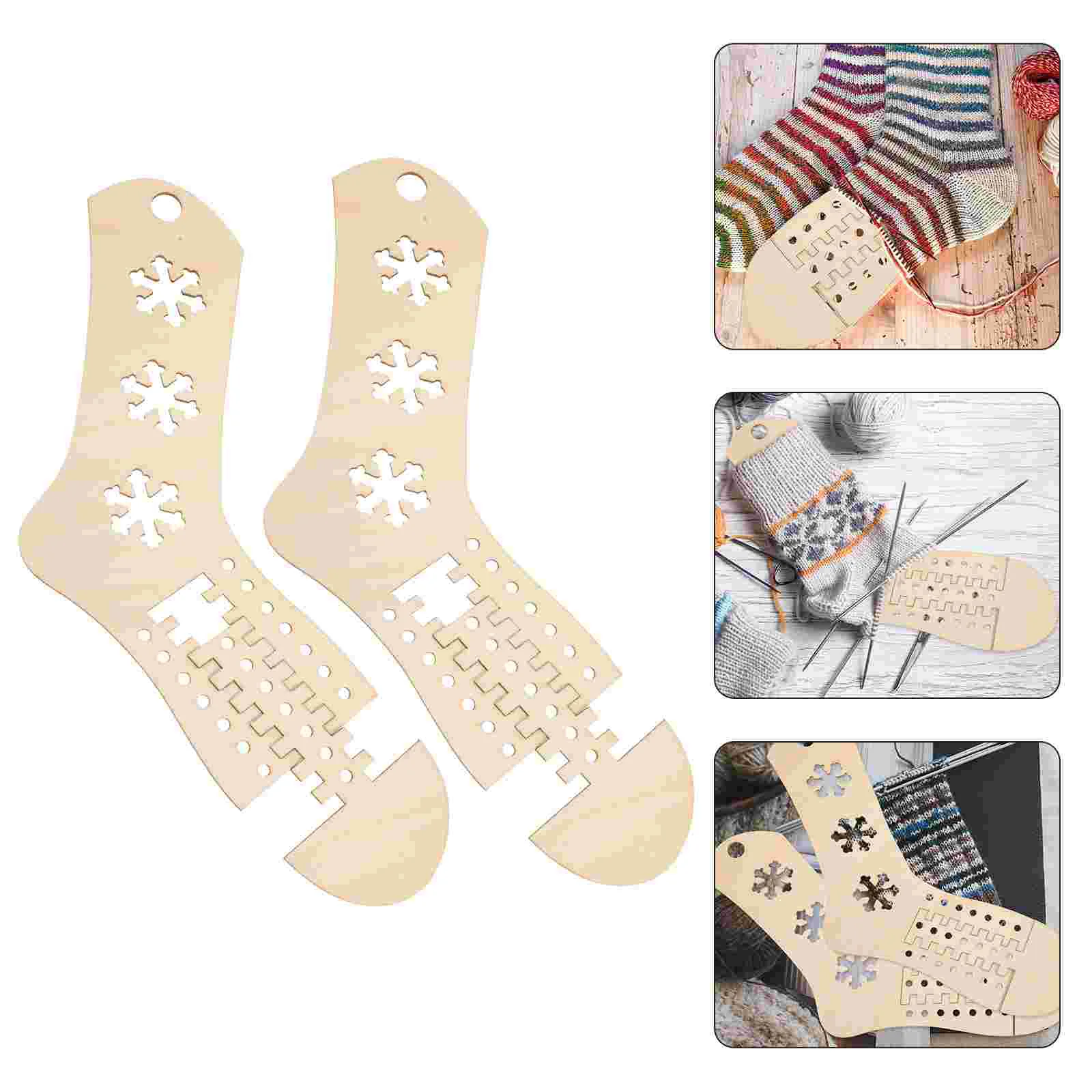 2 Pcs Socks Mold Wood Blockers Crochet Knitting Tools DIY Woven Models Wooden Stocking Display Molds Man