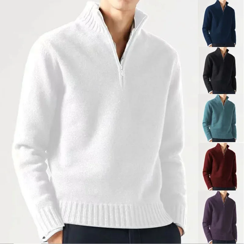 

Zipper Jumpers Men White Pullovers Autumn Winter Spring Sweaters Sweater Jumpers Elegant Streetwear Y2k Tops Short Jumper