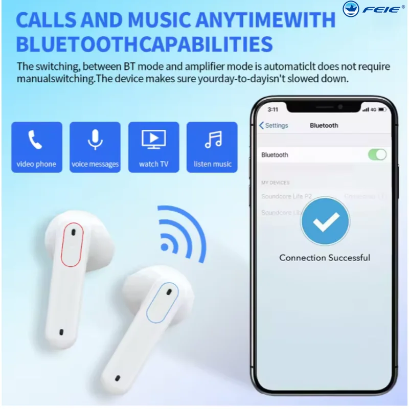 Audífono Digital recargable de alta potencia, Bluetooth, Control por aplicación de baja potencia, auriculares para audífonos sordos para personas mayores y jóvenes