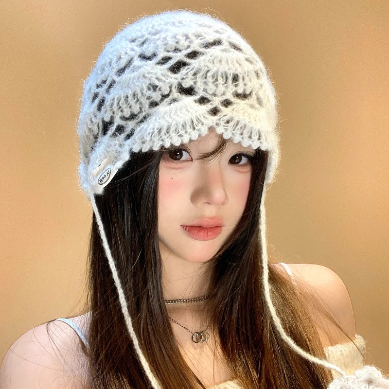 

Handmade Crochet Yarn Toe Cap for Women in Autumn Thin and Breathable Knitted Hat
