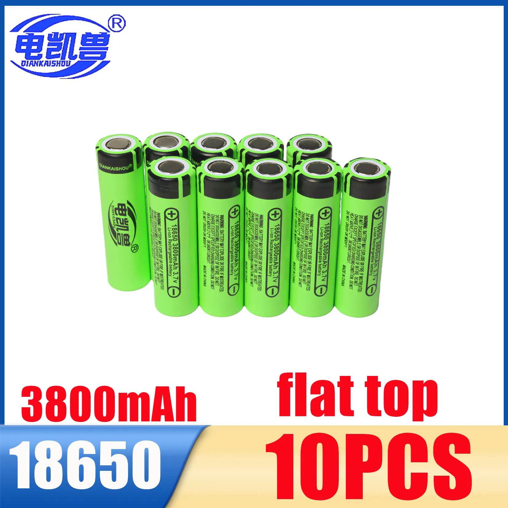 2-100 Stuks 18650 Lithium Batterij 3800 Mah 2026 Nieuwe A-Klasse 3.7V 11A 18650 Platte Kop Puntige Tip Zaklamp Oplaadbare Batterij