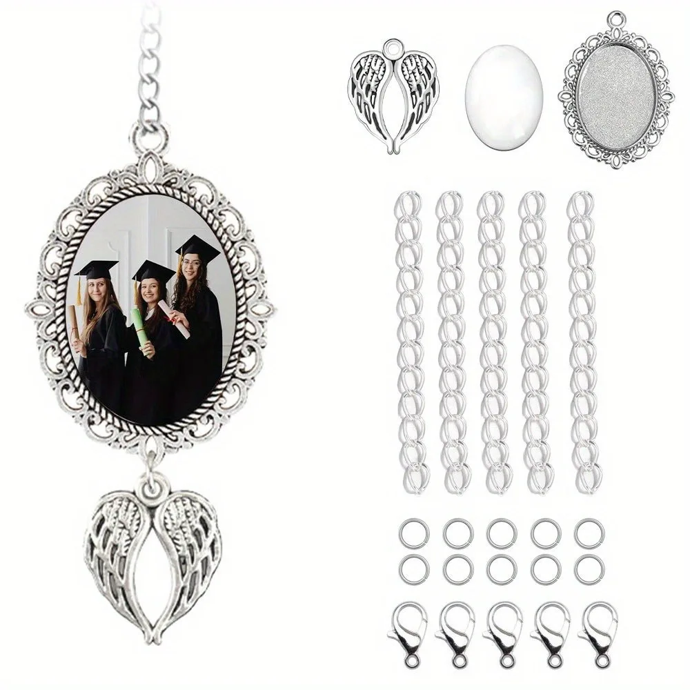 23/46/69pcs Graduation Tassel Jewelry Making Set, Photo Pendant Wing Combination, DIY Graduation Hat Graduation Ceremony Gift