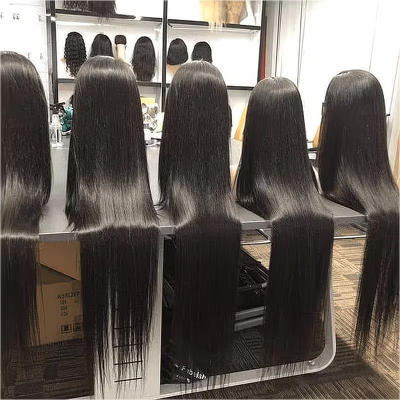Natural Black Straight Lace Front Human Hair Wigs 7x6 Glueless HD Lace 13x4 13x6 Bone Straight 200 Density Natural Hairline Wigs view 3