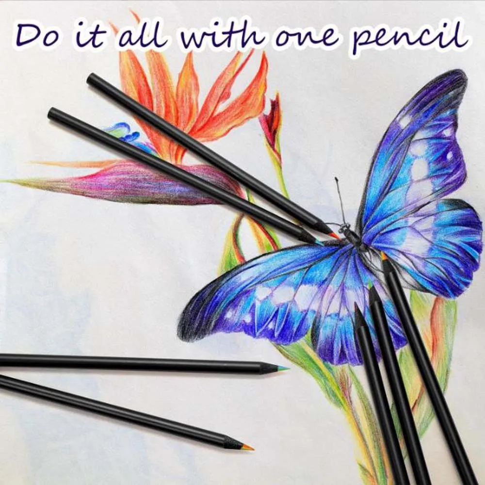 12PCS Wooden Colored Pencils, Seven Colors in One Rainbow Pencil, Suitable for Painting, Graffiti, Art Creation image 4