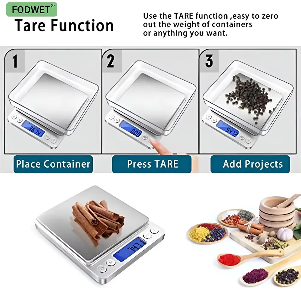 Kitchen Scale 0.1g Accuracy |   3kg Capacity, with Lcd Backlight, Automatic Shutdown |   9 Types of Unit Conversions | Multi-Functional Tools for Baking/Coffee/Jewelry |   2*Aaa Batteries (Not Included)