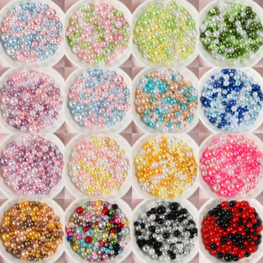 About 150pcs 3-8mm Mixed Beads Colorful Imitation Pearls Plastic Beads for DIY Bracelet Necklace Jewelry Making Accessories image 2
