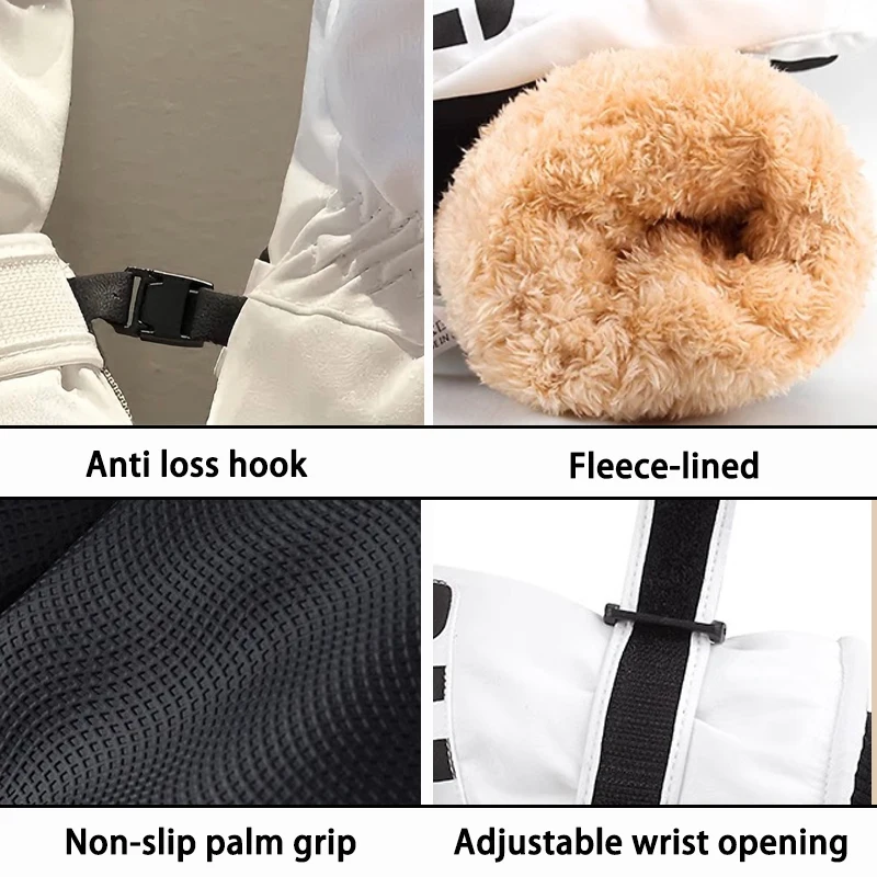 TRALOW Guanti da sci invernali in pile caldo addensato per uomo e donna compatibili con touch screen, per escursioni, sci, attività all'aperto