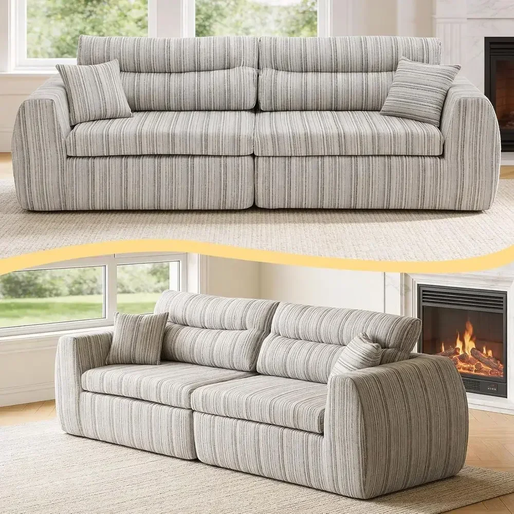 Pet-Friendly Chenille Woven Sofa, Split-to-2 Seating Option, 2-Piece Compressed Sofa Set, No Assembly Required, 1200 lb Capacity