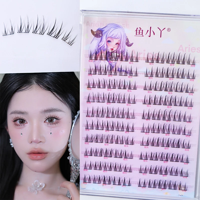 10 صفوف فردية رموش يومية الشباك Wispy رمش العنقودية أنيمي الطبيعية مجزأة مانغا كثيفة الرموش الصناعية أدوات ماكياج