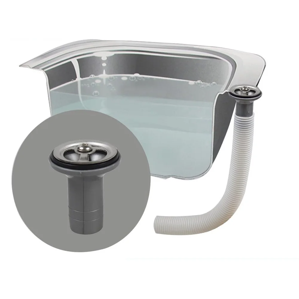 PP Round Overflow Head Upward for Kitchen Sink 37mm OD 29.4mm ID 2.2cm Height with 250mm Overflow Pipe for 21mm Tube