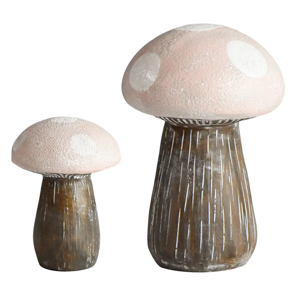 

2 Pcs Miniature Mushroom Decorations Office Mushrooms Garden Resin for Figurines