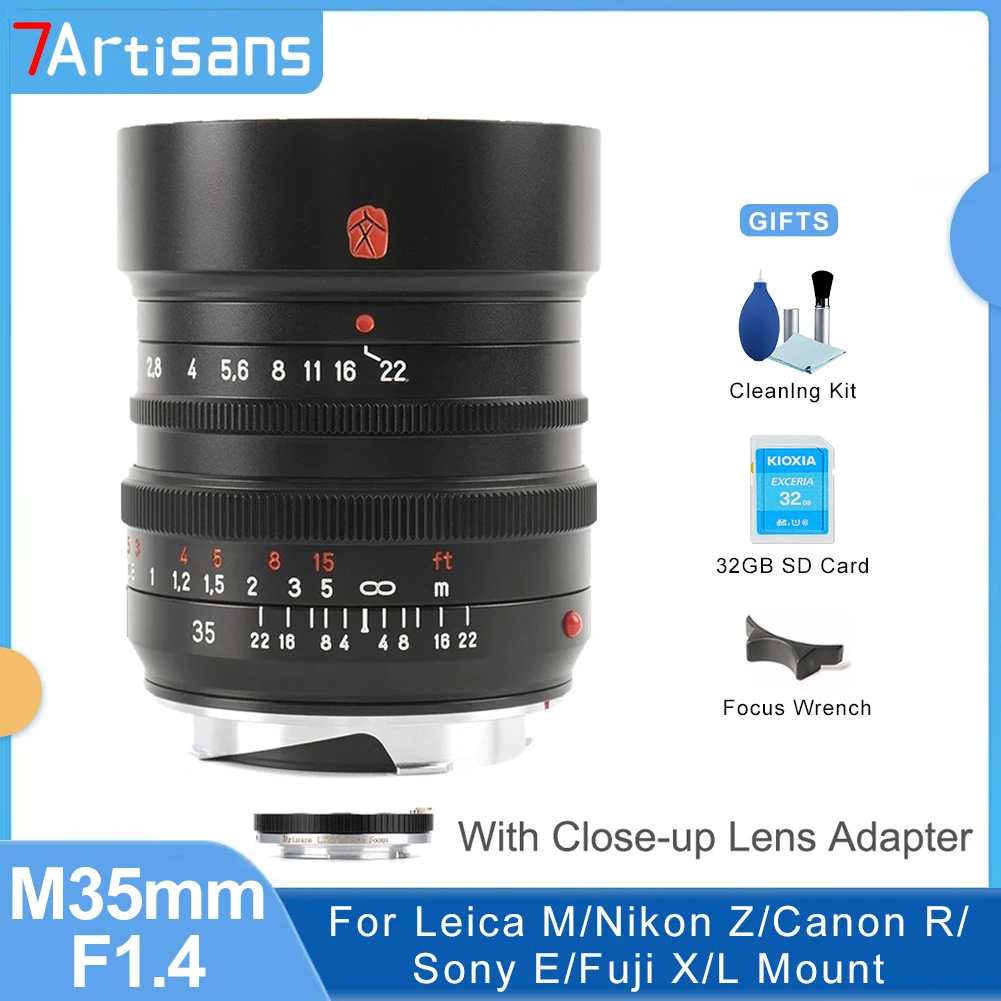 

7artisans 7artisans M35mm F1.4 Полнокадровый объектив с ручной фокусировкой для камеры Leica M M2 M3 M4 M8 M9 M10 Leica M Mount Lens