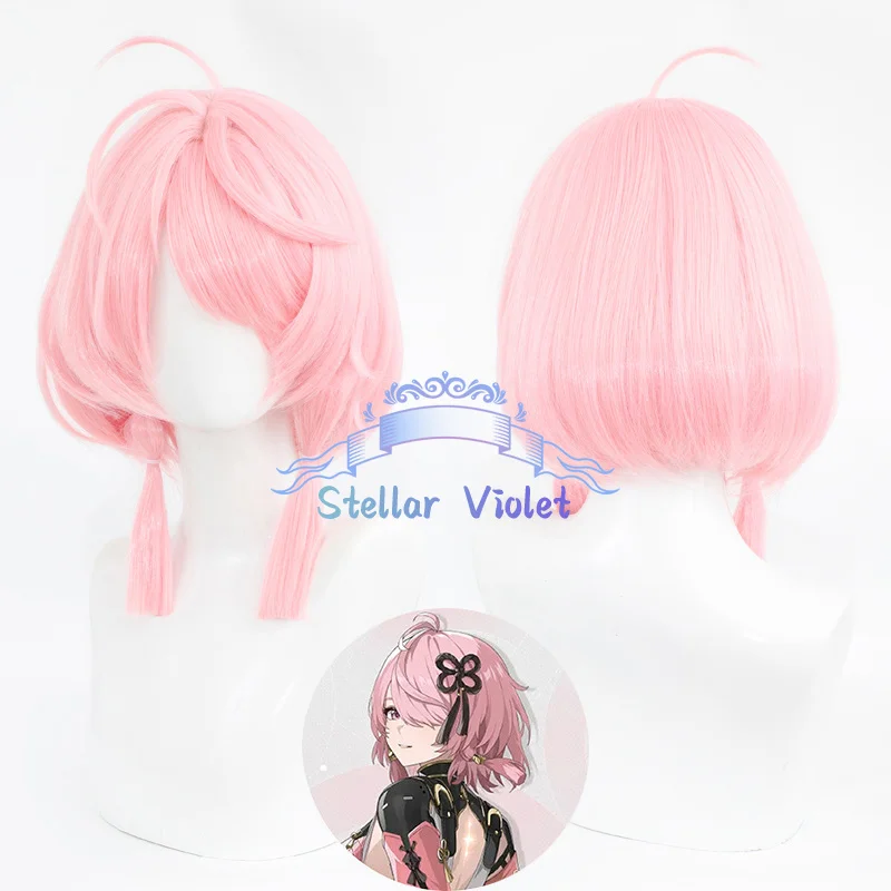 

Game Wuthering Waves Taoqi Cosplay Wig Pink 45cm Short Heat Resistant Synthetic Hair Halloween Anime Party Wigs + Wig Cap
