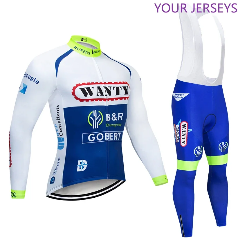 Winter TEAM 2023 WANTY Thermal Fleece Cycling JERSEY Bike Pants Set Mens 9D Pads Ropa Ciclismo  Wear Maillot Culotte